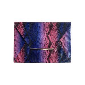 BCBGMaxAzria Pink Snake-Embossed Envelope Clutch